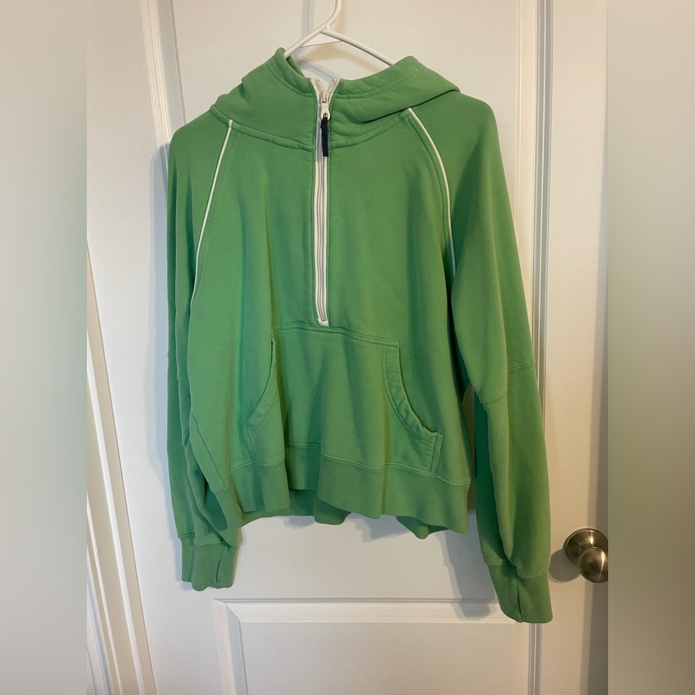 Offline by Aerie green cropped quarter zip with hoodie size large